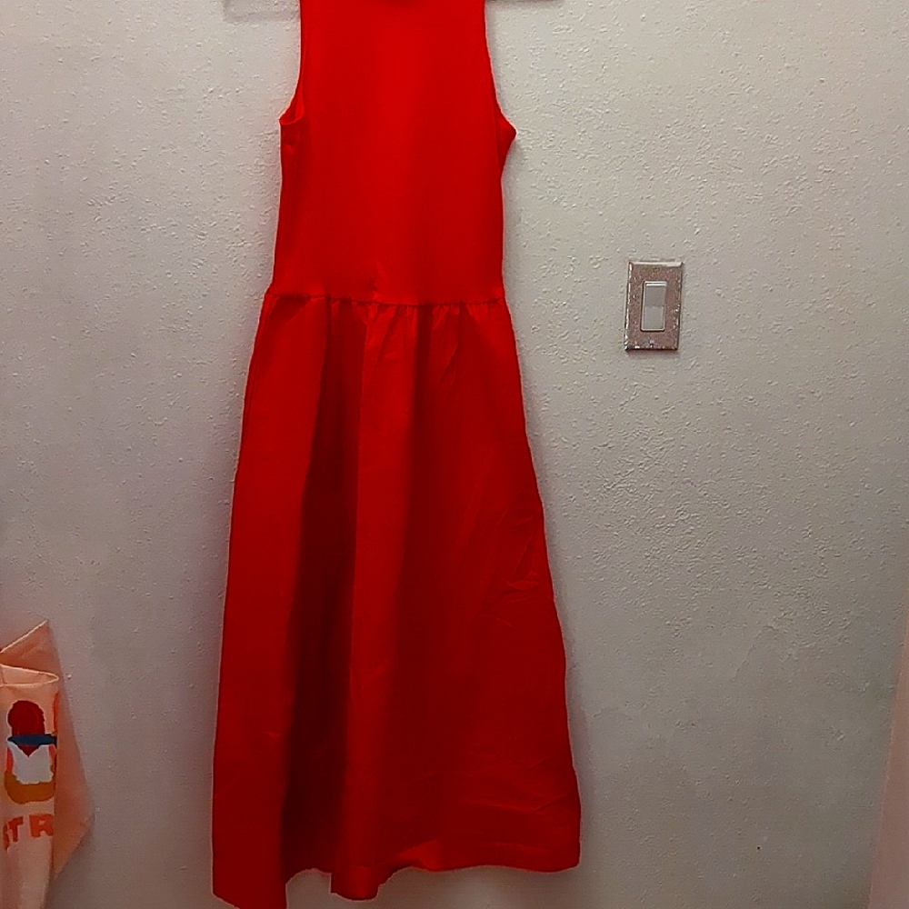 Red holiday maxi dress, 100% cotton, size xs